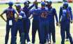 Indian players celebrating after taking a wicket during the third and the final ODI against SA
