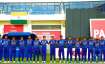 The India Under-19 team strikes a pose ahead of their ICC