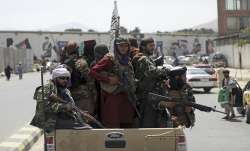 Taliban fighters patrol in Kabul, Afghanistan.